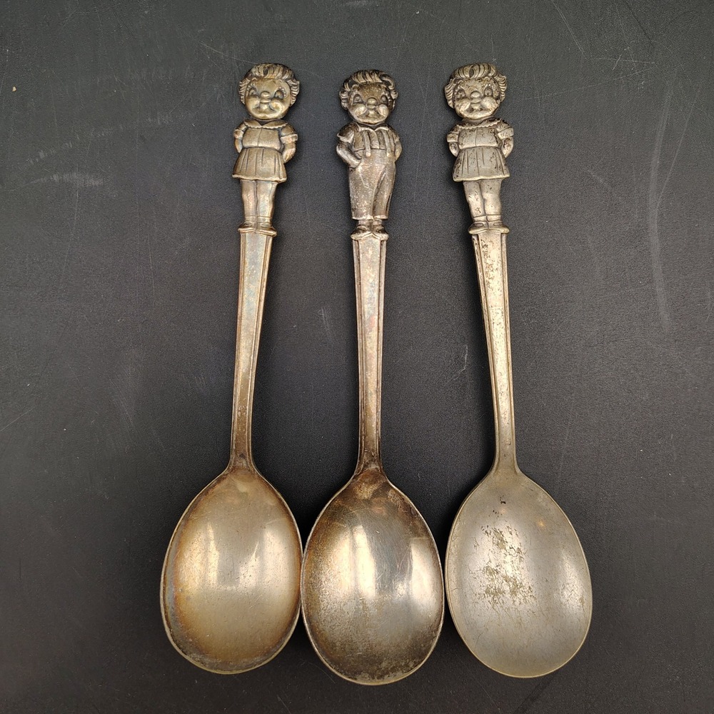Vtg International Silver Campbell Soup Spoon Kids Set of 3 Silverplate